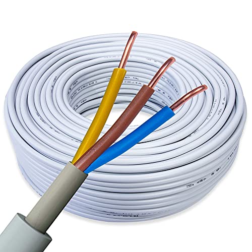 Kabel NYM-J 3x1,5 mm² | 100m Elektrokabel mit PVC Mantel universell & vielseitig einsetzbar, Stromkabel für Elektroinstallation, Feuchtraumkabel von CROWNSTORES