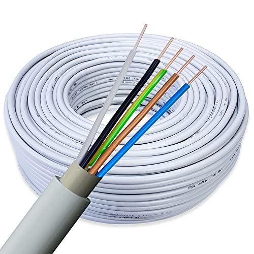 Kabel NYM-J 5x1,5 mm² | 50m Elektrokabel mit PVC Mantel universell & vielseitig einsetzbar, Stromkabel für Elektroinstallation, Feuchtraumkabel von CROWNSTORES