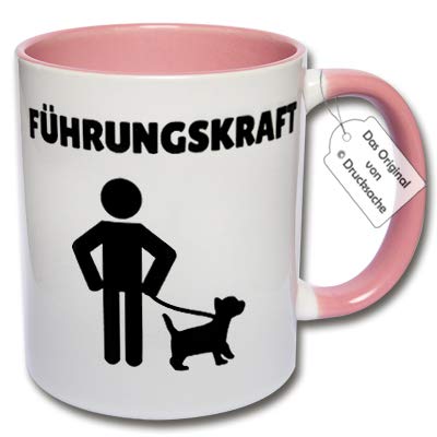 CRP Bedruckte Tasse mit Hund - Lustige Kaffeetasse FÜHRUNGSKRAFT Geschenkidee Hundefreunde (F: Rosa) von CRP