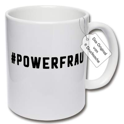 CRP Lustige Tasse mit Spruch #Powerfrau Kaffeetasse Geschenk Frauen Tasse (B: Weiß) von CRP