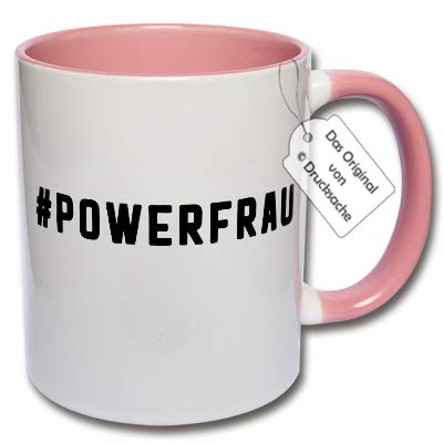 CRP Lustige Tasse mit Spruch #Powerfrau Kaffeetasse Geschenk Frauen Tasse (F: Rosa) von CRP
