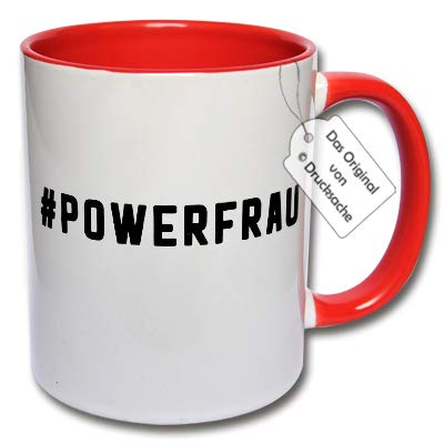 CRP Lustige Tasse mit Spruch #Powerfrau Kaffeetasse Geschenk Frauen Tasse (G: Rot) von CRP