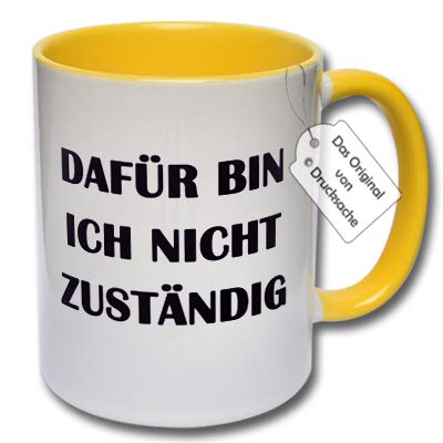 CRP Spruchtasse Funtasse Bürotasse Tasse mit Aufdruck Dafür Bin ich Nicht zuständig Geschenk Kollegen (D: Gelb) von CRP