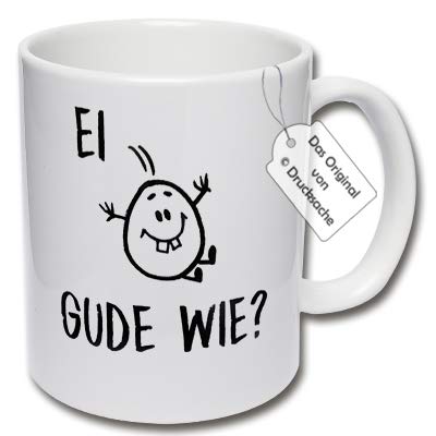 CRP Tasse mit Spruch - Lustige Kaffeetasse Hessisch Ei Gude Wie? Geschenkidee Hessen (B: Weiß) von CRP