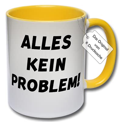 Lustige Tasse, Kaffeetasse mit Spruch "Alles kein Problem!" Teetasse Geschenk Kollegen (Gelb) von CRP