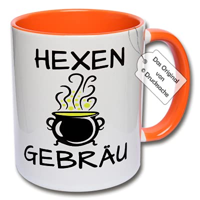 Lustige Tasse, Kaffeetasse mit Spruch Hexengebräu Teetasse Hexe Geschenk für Frauen (Orange) von CRP