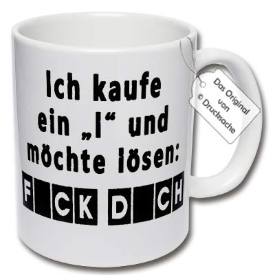 Lustige Tasse, Kaffeetasse mit Spruch Ich kaufe ein I und möchte lösen Fick Dich Spruchtasse Geschenk Büro (B: Weiß) von CRP