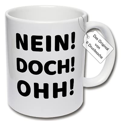 Lustige Tasse, Kaffeetasse mit Spruch "NEIN! DOCH! OHH!" Teetasse Geschenk Kollegen (Weiß) von CRP