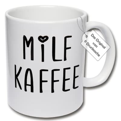 Lustige Tasse, bedruckte Kaffeetasse "Milfkaffee" Geschenkidee Frau (C: Weiß) von CRP