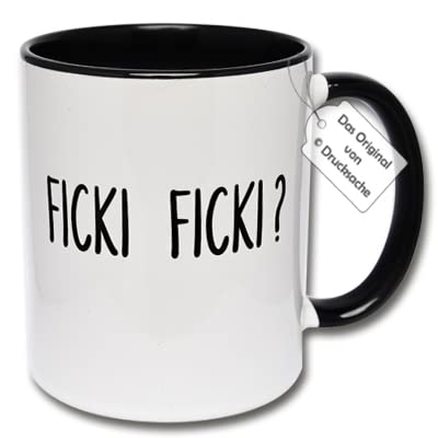 Lustige Tasse Büro, Kaffeetasse mit Spruch "FICKI FICKI?" Geschenkidee für Kollegen und Freunde (A: Schwarz-Weiß) von CRP