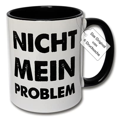 Lustige Tasse Büro, Kaffeetasse mit Spruch "Nicht mein Problem" Spruchtasse Geschenk Kollegen (Schwarz-Weiß) von CRP