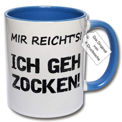 Lustige Tasse Gamer - Kaffeetasse mit Spruch Mir reicht's! ICH GEH ZOCKEN! Spruchtasse Geschenk Zocken (C: Blau) von CRP