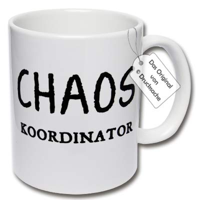 Lustige Tasse für Arbeit, Büro & Familie "CHAOS Koordinator" Kaffeetasse Geschenkidee (B: Weiß) von CRP