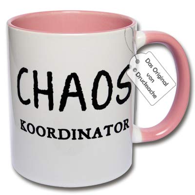 Lustige Tasse für Arbeit, Büro & Familie "CHAOS Koordinator" Kaffeetasse Geschenkidee (F: Rosa) von CRP