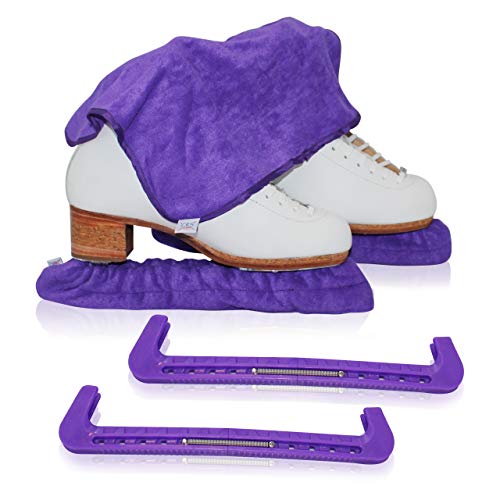 CRS Cross Skate Guards, Soakers und Handtuch Geschenkset – Eislaufschutz und weiche Skate-Klingenabdeckungen für Eiskunstlauf oder Hockey (Passion Purple, Large) von CRS Cross