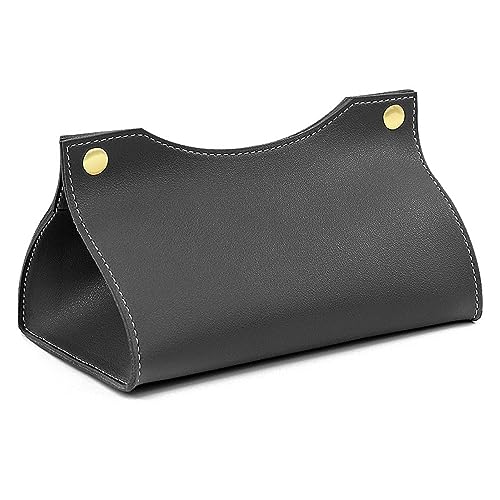 CRSUSUKJ Leder Tissue Box Tasche, Rechteckige Leder Kosmetiktücherbox, Kreative Taschentuchbox, für Zuhause, Wohnzimmer, Küche, Auto, Büro Tissue Storage (schwarz) von CRSUSUKJ