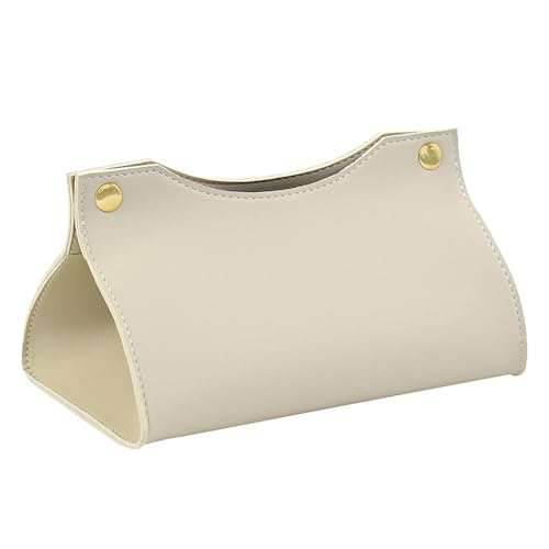 Leder Tissue Box Tasche - Rechteckige Kosmetiktücherbox, Kreative Taschentuchbox für Zuhause, Wohnzimmer, Küche, Auto, Büro - Tissue Storage (Weiß) von CRSUSUKJ