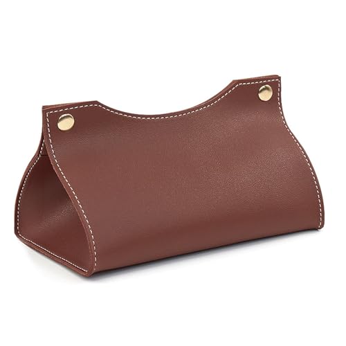 Tissue Box, Leder Tissue Box Tasche, Rechteckige Leder Kosmetiktücherbox, Kreative Taschentuchbox, Leder Kosmetiktücherbox, für Zuhause, Wohnzimmer, Küche, Auto, Büro Tissue Storage (Dunkelbraun) von CRSUSUKJ