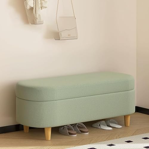 CRSUZSOU Moderne Veranda-/Flurbank, lang mit gepolsterten, multifunktionalen Schuhregal, Bänke, Innendekoration, aufklappbarer Stauraum (Cyan, 80 cm) von CRSUZSOU