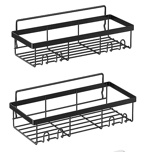 Duschablage ohne Bohren Schwarz Duschablage Rostfreier Duschregal Duschkorb für Bad Badregal Bohren Shampoo Halterung Badezimmer Dusch Organizer von CRTEPST