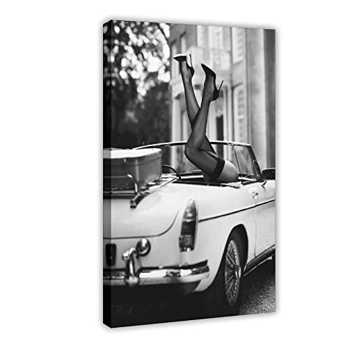 High Heels in Oldtimer Poster Leinwand Poster Schlafzimmer Dekor Sport Landschaft Büro Zimmer Dekor Geschenkrahmen Stil 50 x 75 cm von CRTTRS