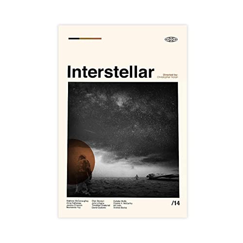 Interstellar Retro-Filmposter auf Leinwand, Poster, Wandkunst, Dekoration, Bild für Wohnzimmer, Schlafzimmer, Dekoration, Rahmen-Stil, 40 x 60 cm von CRTTRS