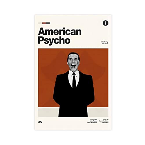 Modernes Retro-Filmposter American Psycho(1) Leinwand Poster Schlafzimmer Dekor Sport Landschaft Büro Zimmer Dekor Geschenk Rahmen Stil 30 x 45 cm von CRTTRS