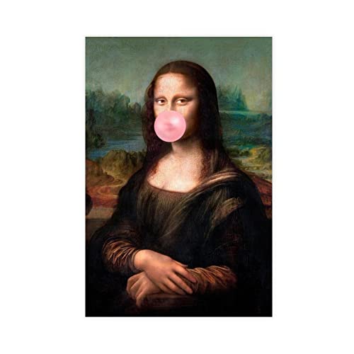 Mona Lisa Bubble Gum Leinwand-Poster, Schlafzimmer, Dekoration, Sport, Landschaft, Büro, Raumdekoration, Geschenk, ungerahmt, 50 x 75 cm von CRTTRS
