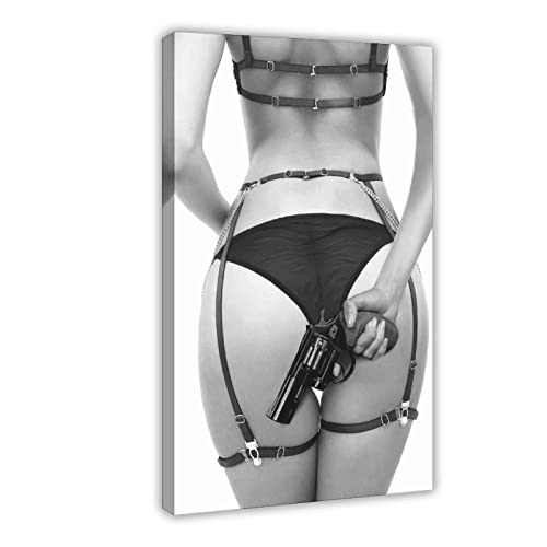 Poster, Leinwand, Motiv Hot Girl with A Gun, Schlafzimmer, Dekoration, Sport, Landschaft, Büro, Raumdekoration, Geschenkrahmen, 30 x 45 cm von CRTTRS