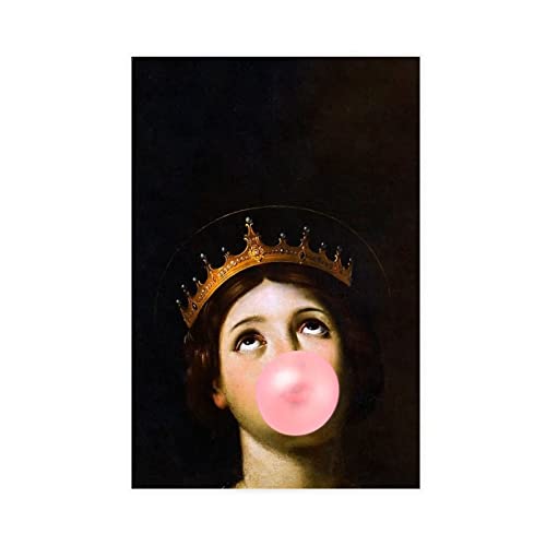 Queen of Bubble Gum Leinwand-Poster, Wandkunst, Dekordruck, Bild, Gemälde für Wohnzimmer, Schlafzimmer, Dekoration, ungerahmt, 50 x 75 cm von CRTTRS