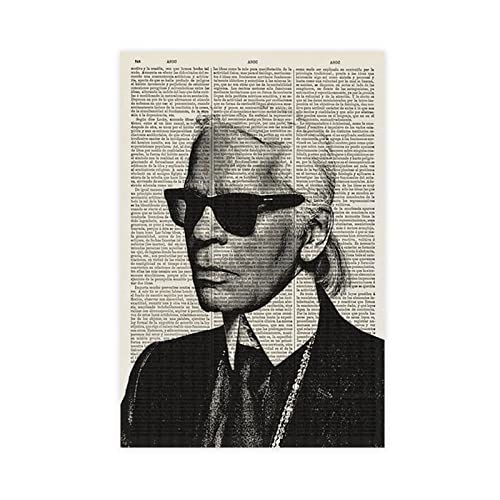 Schwarz-Weiß-Poster von Karl Lagerfeld Fashionista, Leinwand-Poster, Wandkunst, Dekoration, Bild für Wohnzimmer, Schlafzimmer, Dekoration, Rahmen-Stil, 30 x 45 cm von CRTTRS