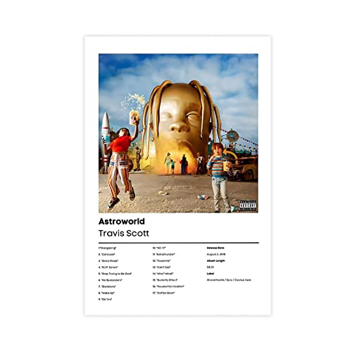 Travis Scott Album Kunstposter (1) Leinwand Poster Schlafzimmer Dekor Sport Landschaft Büro Zimmer Dekor Geschenk Unframe Stil 50 x 75 cm von CRTTRS