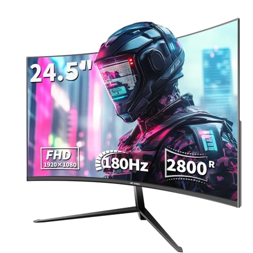 CRUA 24.5 Zoll Curved Gaming-Monitor 180 Hz|165 Hz|144 HZ|1080P|PC Monitor Computer 100% sRGB-Farbumfang kompatibel FreeSync G-sync|Rahmenlos|HDMI|DisplayPort,VESA-Wandmontage, Schwarz CRUA 24.5 Zoll Curved Gaming-Monitor 180 Hz|165 Hz|144 HZ|1080P|PC Monitor Computer 100% sRGB-Farbumfang kompatibel FreeSync G-sync|Rahmenlos|HDMI|DisplayPort,VESA-Wandmontage, Schwarz von CRUA