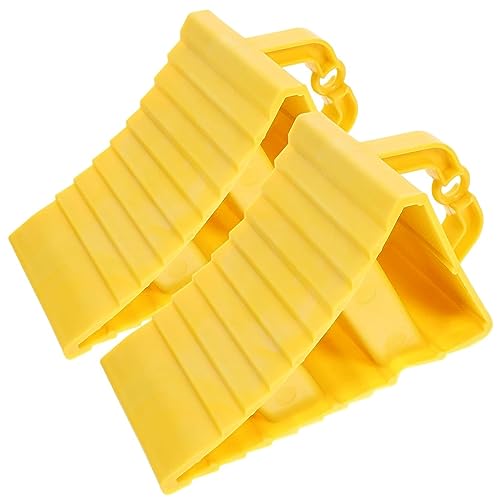 CRUSIO 2 Stück rutschfeste Unterlegkeile für Autos, Robuste Unterlegkeile mit Griff, Universell, Gelber Reifenstopper, Zubehör, Radausrichtungsblock, Auto-Anti-Rutsch-Block (Size : 16x10x10cm) von CRUSIO