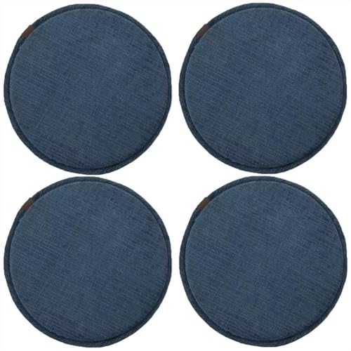 CRUSIO Rund Stuhlkissen,1/2/4er Set Runde Hocker-Stuhl-Kissen,Runde Küche Esszimmer Sitzkissen Mit Schnalle Hohe Hocker-Stuhl-Polster Bar Stuhl Kissen Set (Color : Blue-A, Size : 40cm*4packs) von CRUSIO