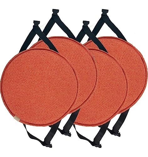 Rund Stuhlkissen/Rund Hocker-Kissen,1/2/4er Set Anti-Rutsch-Küche Esszimmer Sitzkissen Hoch HockerStuhlKissen Bar Stuhl Kissen Set Mit Krawatten (Color : Golden Orange, Size : 30cm(4packs)) von CRUSIO