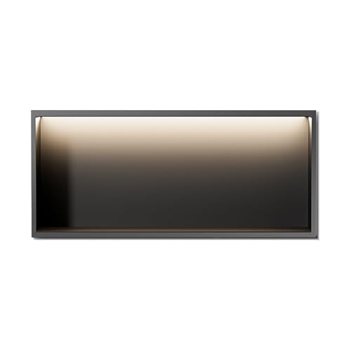 CRYSEU Duschablage, Badezimmer-Wandnische, Edelstahl-Duschnische mit LED-Beleuchtung, Mehrfarbig(Black a,90x28x12.5cm) von CRYSEU