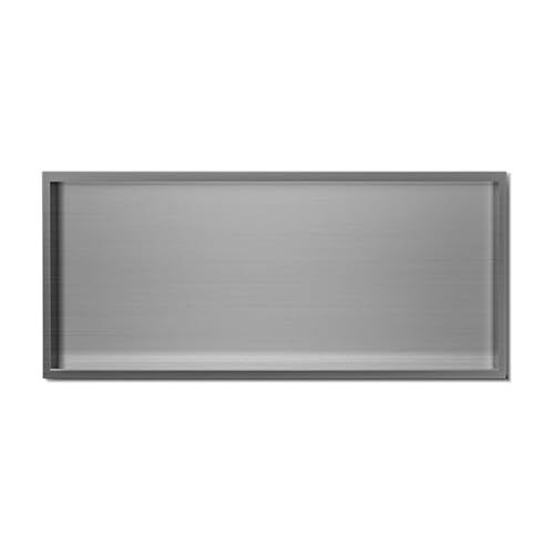 CRYSEU Duschablage, Badezimmer-Wandnische, Edelstahl-Duschnische mit LED-Beleuchtung, Mehrfarbig(Gray a,90x28x12.5cm) von CRYSEU