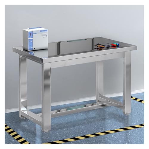 CRYSEU Edelstahl-Lebensmittelzubereitungstisch, Edelstahl-Werkbank mit Verstellbarer unterer Ecke, robuster kommerzieller Vorbereitungstisch, verdickte und verbreiterte Säule, Gummifüße CRYSEU Edelstahl-Lebensmittelzubereitungstisch, Edelstahl-Werkbank mit Verstellbarer unterer Ecke, robuster kommerzieller Vorbereitungstisch, verdickte und verbreiterte Säule, Gummifüße von CRYSEU