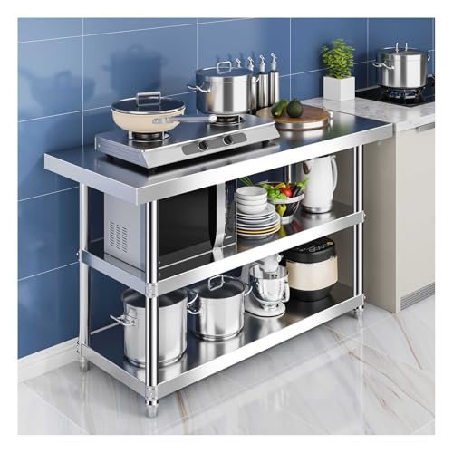 Edelstahl-Lebensmittelzubereitungstisch, 3-stöckig, Küche, industrielles Lagerregal, Vorbereitungstisch, robustes Regal, Aufbewahrungsschrank, höhenverstellbar, dreieckig, fester Arbeitstisch (60 x 60 Edelstahl-Lebensmittelzubereitungstisch, 3-stöckig, Küche, industrielles Lagerregal, Vorbereitungstisch, robustes Regal, Aufbewahrungsschrank, höhenverstellbar, dreieckig, fester Arbeitstisch (60 x 60 von CRYSEU