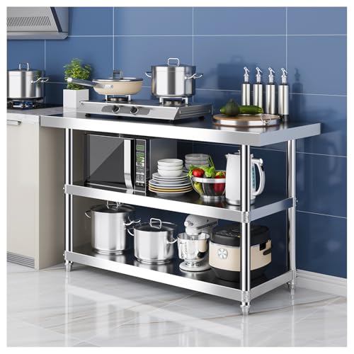 Edelstahltisch für die Zubereitung von Lebensmitteln, dreilagig, verdickter Edelstahl, für Restaurant, Küche, Arbeitstisch, gebürstete Oberfläche für einfache Reinigung, dreieckige Struktur (110 x 60 Edelstahltisch für die Zubereitung von Lebensmitteln, dreilagig, verdickter Edelstahl, für Restaurant, Küche, Arbeitstisch, gebürstete Oberfläche für einfache Reinigung, dreieckige Struktur (110 x 60 von CRYSEU