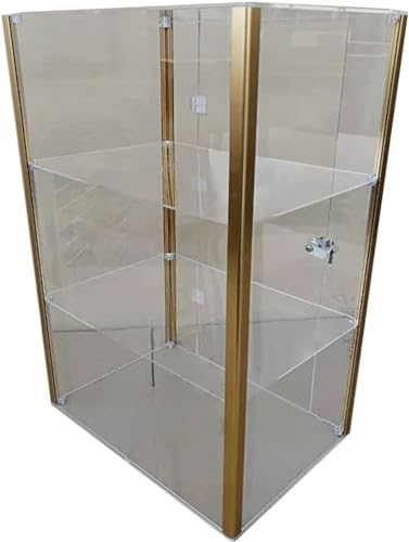 Klare Acryl-Display-Boxen, Acryl-Vitrine, transparent, abnehmbar, Würfel-Organizer, Gold, Silber, Schwarz, mehrere Größen(Gold,30X30X60.6CM) von CRYSEU