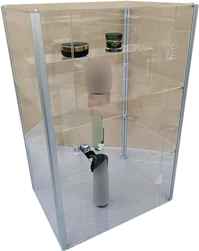 Klare Acryl-Display-Boxen, Acryl-Vitrine, transparent, abnehmbar, Würfel-Organizer, Gold, Silber, Schwarz, mehrere Größen(Silver,40X40X60.6CM) von CRYSEU