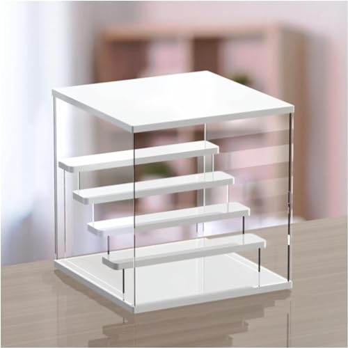 Klare Acryl-Display-Boxen, Acryl-Vitrine mit 2–5 Ebenen und weißem Sockel for Sammlerstücke, weiß und transparent, mehrere Größen(Transparent,(LxWxH)32x32x33.4cm) von CRYSEU
