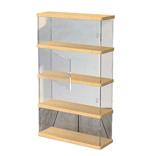 Klare Acryl-Display-Boxen, Stapelbare Vitrine aus Acryl mit Seitentür aus Holzsockel for Sammlerstücke, transparent, 30/60 x 10 x 13,4–50 cm(Transparent,30X10X50CM) von CRYSEU