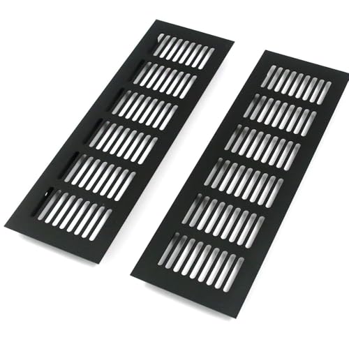 Soffit-Lüftungsabdeckung, Lüftungsgitter aus Aluminiumlegierung, rechteckig, 2 Stück, mit Befestigungsschrauben, schwarz, mehrere Größen(34x120 mm (1 1/3x4 5/7 in)) von CRYSEU