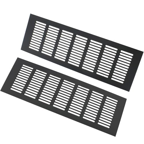 Soffit-Lüftungsabdeckung, Lüftungsgitter aus Aluminiumlegierung, rechteckig, schwarz, 2 Stück, mehrere Größen(34x270 mm (1 1/3x10 5/8 in)) von CRYSEU