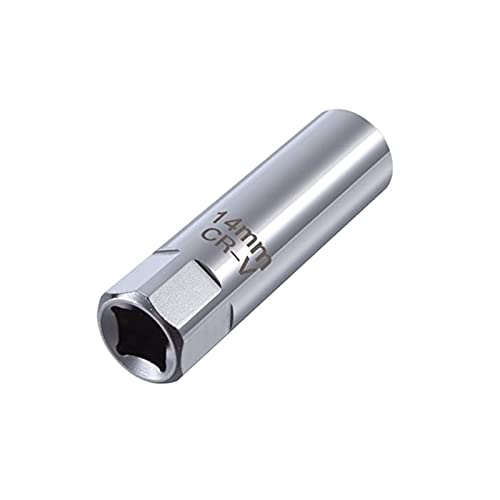 Universalgelenk Drehbar, 14/16 mm Universalgelenk, drehbar, magnetische Zündkerzenhülse, Steckschlüssel, 3/8-Zoll-Antrieb, 12- und 6-Punkt, dünnwandiges Auto-Entfernungswerkzeug(Short,16mm) von CRYSEU