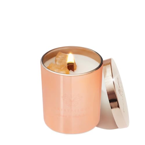 CRYSTALLOVE Duftkerze im Glas - Natürliche Soja-Kerze mit Zitrone und weißem Tee - Candle - Geschenk Kerze - 220g - lang anhaltende Kerze für Zuhause - Blumenduft von CRYSTALLOVE