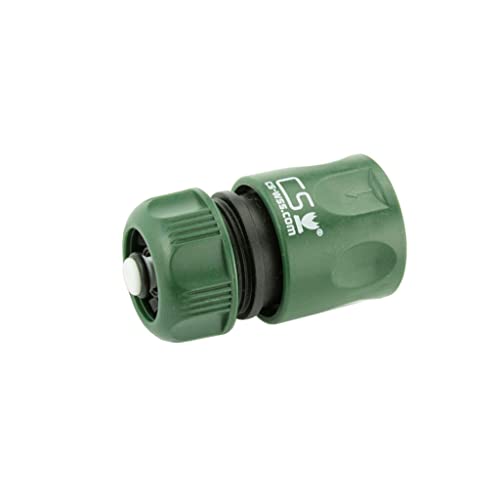 CS Schnellverbinder 1/2 Zoll für die Gartenbewässerung mit CS Perlschlauch/Gartenschlauch/Schwitzschlauch/Bewässerungsschlauch (Schnellschlauchstück Wasserstop, Dunkelgrün/Schwarz) von CS Bewässerungssysteme GmbH